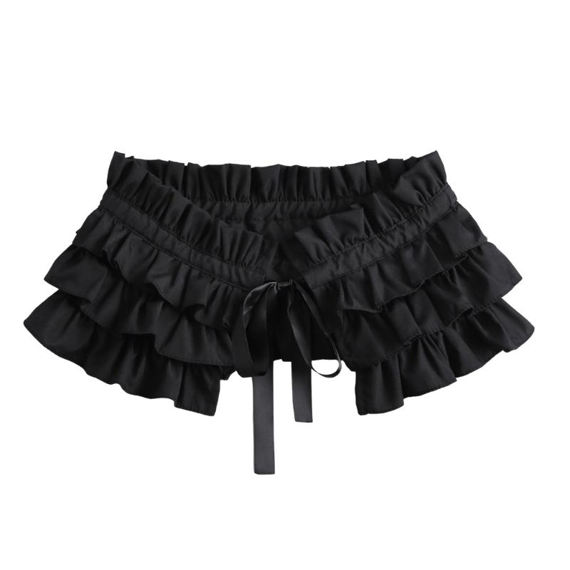 

Women Romance Gothic Layered Ruffled Faux Collar Necklace with Ties for Costume Parties Victorian Detachable Shawl Wrap чёрный