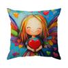 Angel Wings Heart-Shaped Pillowcase Printed Polyester 40/45/50cm Throw Pillowcover Decorative Sofa Cushion Pillowslip Home Decor