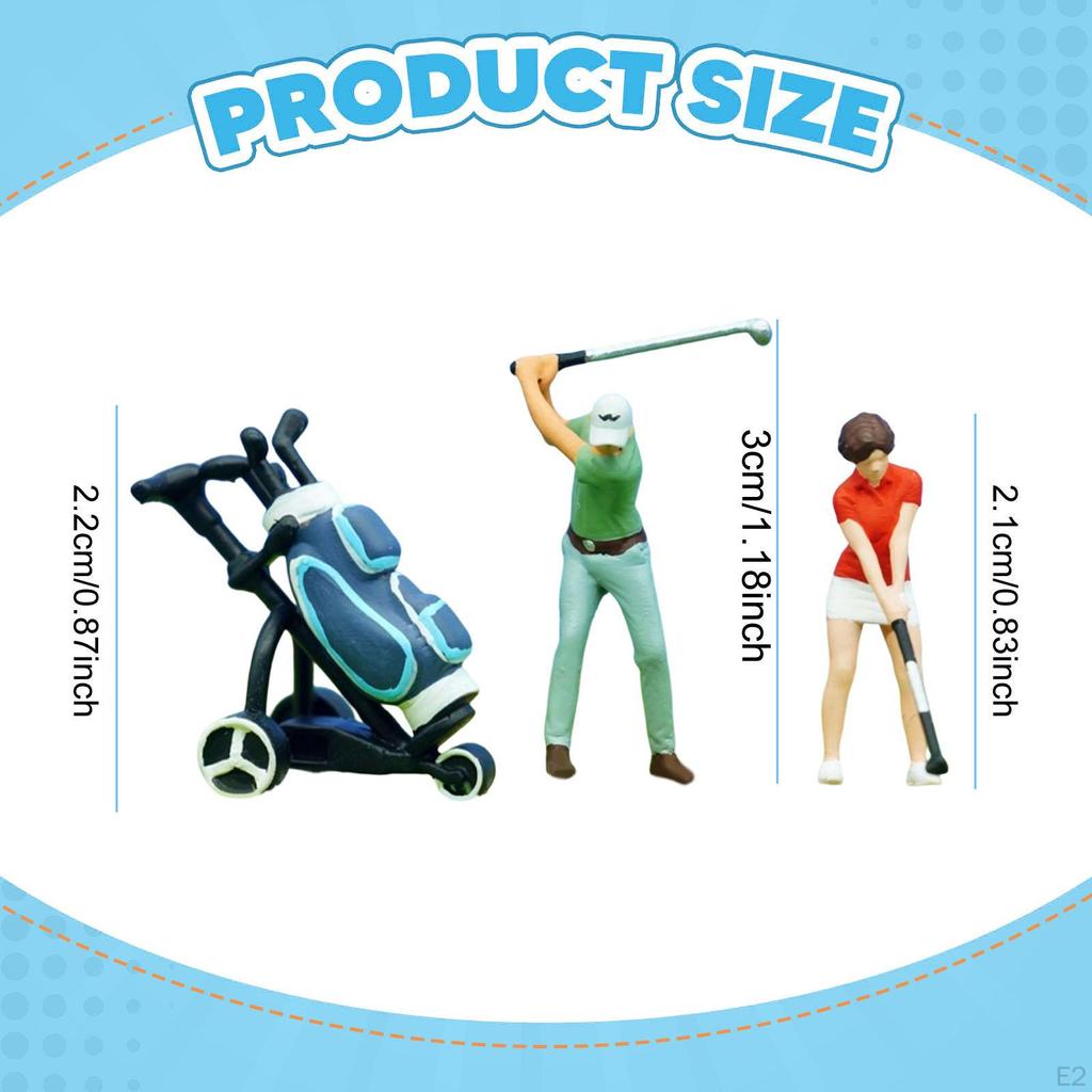 1/64 People Figures Golf Figurines Micro Landscape Trains Architectural Desktop Ornament Layout