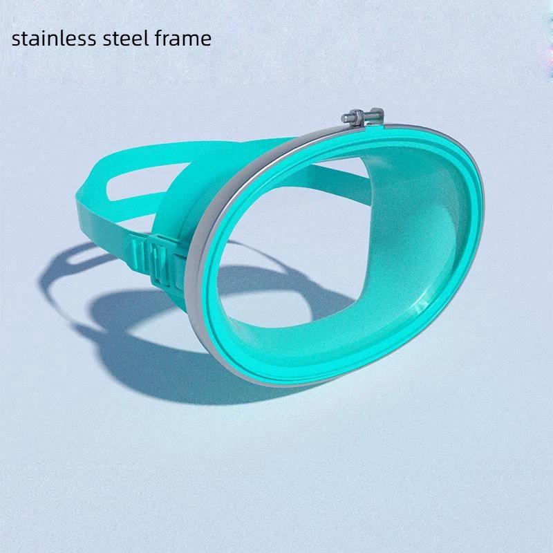 Oval Diving Mask Spearfishing Mask Classic Retro-Style Panoramic Wide View Goggles Tempered Glass Lens For Adults