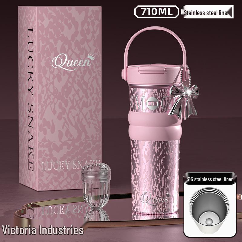 Women's Large Capacity Insulated Fruit Tea Cup with Ceramic Liner