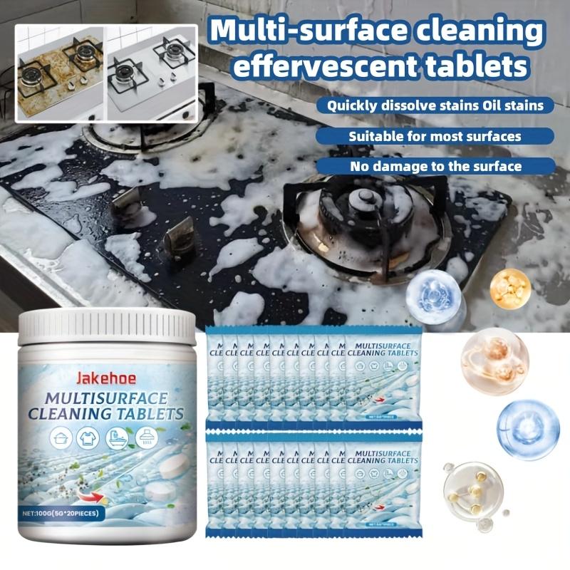 Jakehoe Multi-Surface Cleaning Tablet Effervescent Tablets-Tackle Stove Grease, Mold and Grime On Tiles, Bathrooms & Kitchens