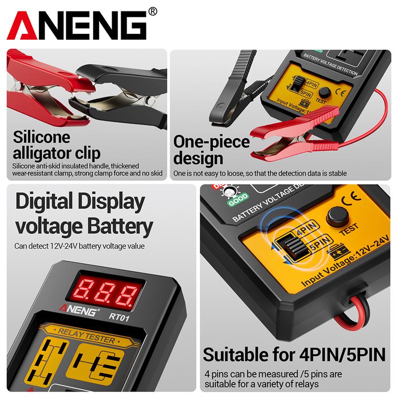 ANENG RT01 Relay Tester Aermotor 11-25V Car Battery Voltage Detector LED Indicator Light Alternator Analyzer Diagnostic Tool