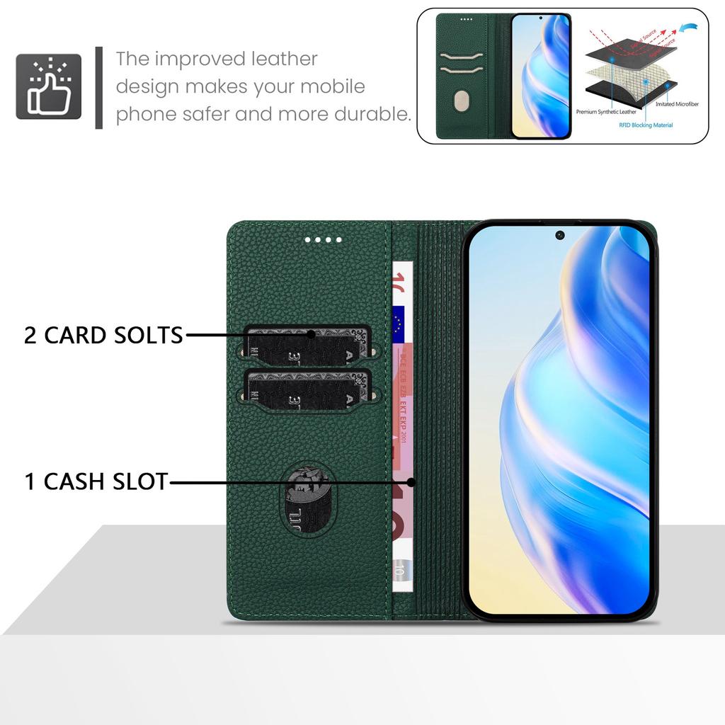 For OnePlus Ace 5 Pro 5G/OnePlus 13R 5G Wallet Case RFID Blocking Litchi Texture Leather Mobile Cover