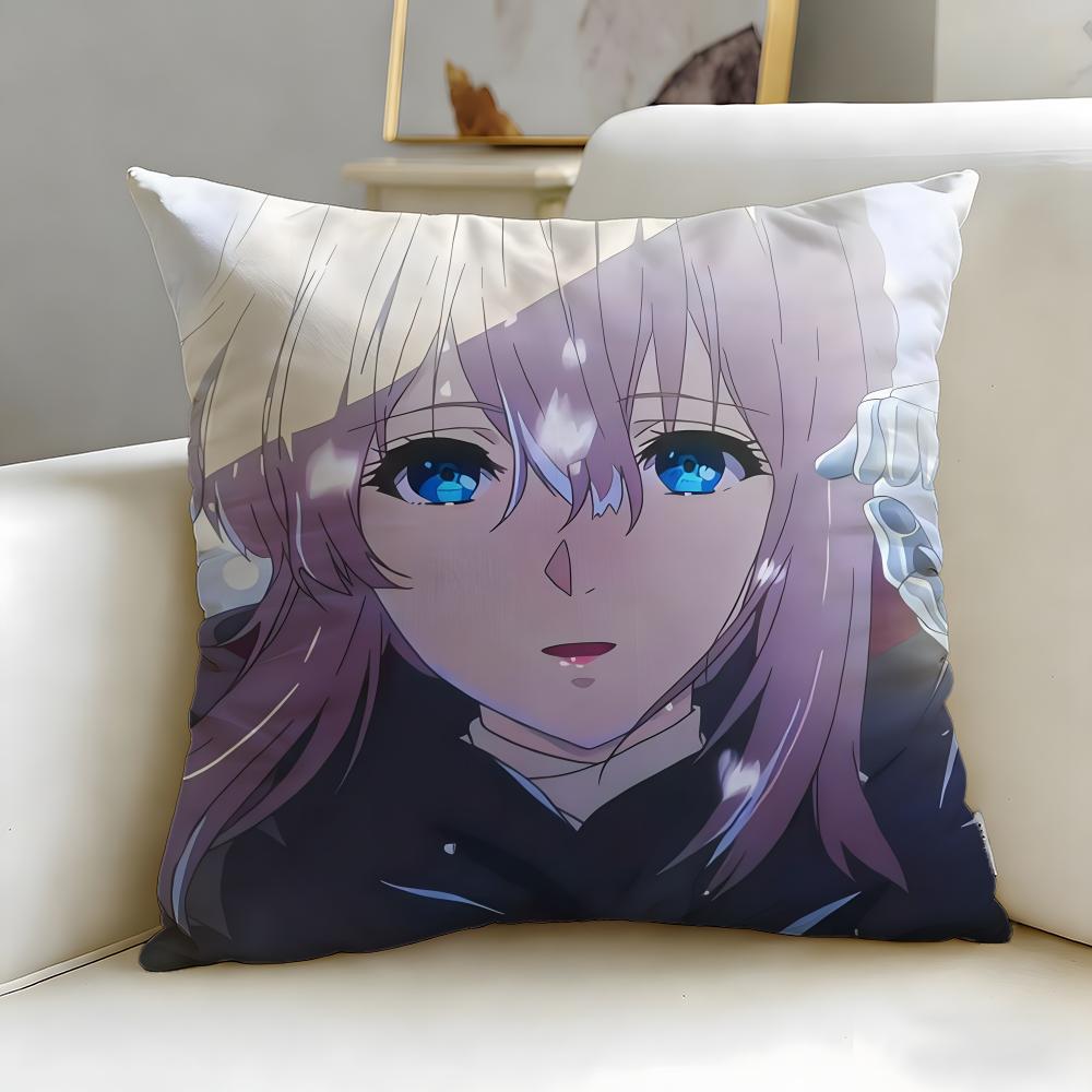 classic anime Violet Evergarden Cushion Cover Soft  EasyWash Pillow Case  Versatile for Couch Bed Travel and Office