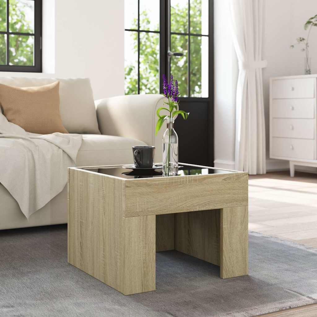 Vidaxl Stolik Kawowy Z Led Infinity, Dąb Sonoma, 40X40X30 Cm