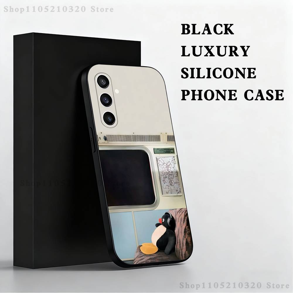

Cute Art P-Pingu Penguin Phone Case For Samsung S25,S24,S21,S22,S23,S30,Ultra,S20,Plus,Fe,Lite,Note,10 Black Soft Shell SamsungS24plus 5G