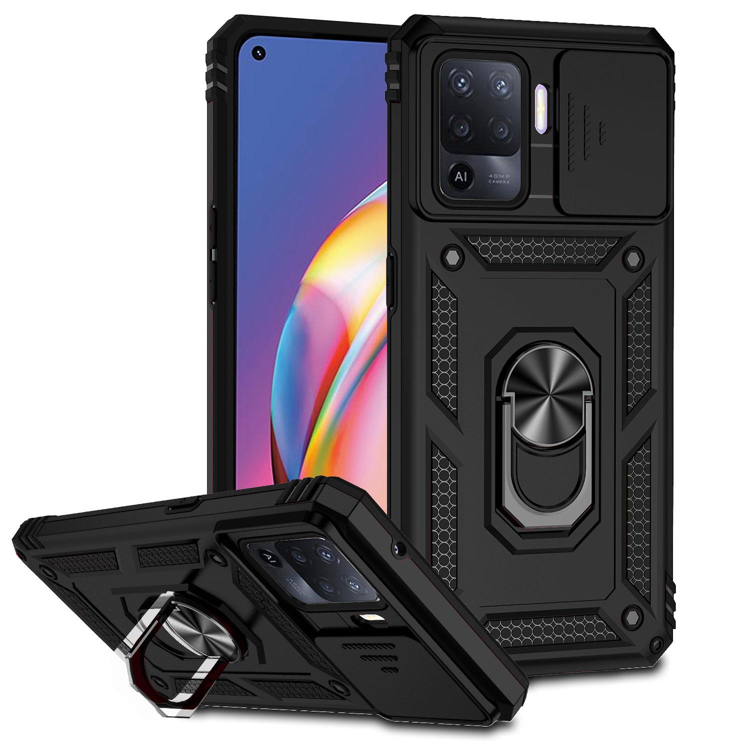 

Сдвижная крышка объектива для Oppo Reno5 Lite Reno 5F Reno 5 Lite, защитный противоударный защитный чехол для OPPO A94 4G, магнитный автомобильный держатель для колец, чехлы-подставки Oppo Reno5F чёрный