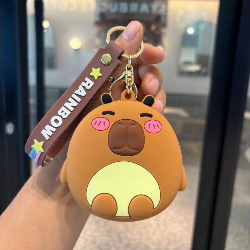 Cute Cartoon Capybara Silicone Coin Purse Keychain Portable Earphone Storage Bag Car Bag Accessories Pendant Children'S Gifts