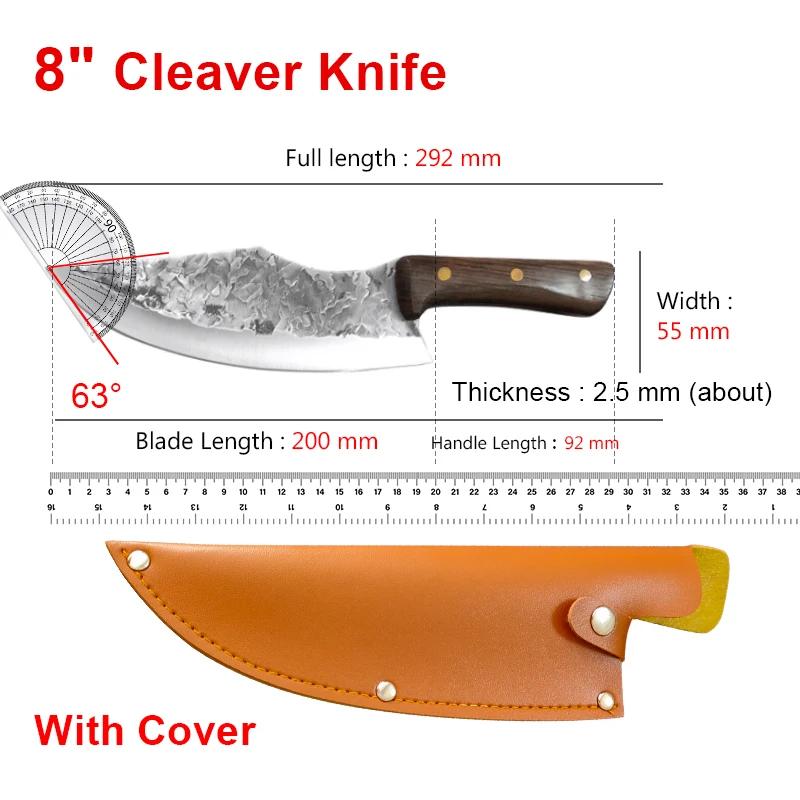 Forged Kitchen Knives Meat Cleaver Chopping Vegetables Butcher Knives Hiking Camping Barbecue Outdoor Survival Knife Wood Handle