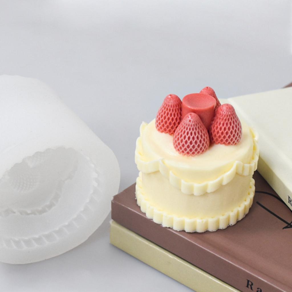 3D Strawberry Cake Shape Silicone Candle Mold DIY Handmade Chocolate Soap Plaster Epoxy Craft Making Tools Ice Cube Baking Molud