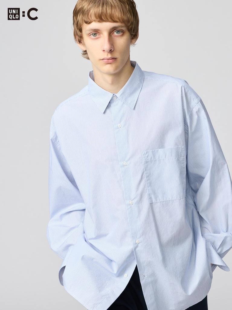 Uniqlo BroAd Cloth Oversized Shirt  Long Sleeve  Border A