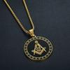 Hip Hop Masonic Mason Round Pendants Gold Color Stainless Steel Freemasonry Free-mason Necklace for Men Women Jewelry Gift 2025