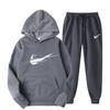 Suéter de fleece cruzado para homens e mulheres, dois conjuntos esportivos casuais, moletom com capuz de marca da moda, calças de moletom estampadas