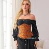 Retro Floral Waist Cincher Corset with Tummy Control and Multi-Color Jacquard Pattern