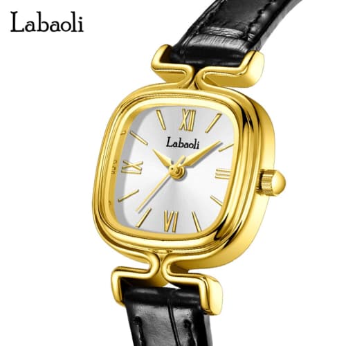 Simple Square Wristwatch for Women with Leather Strap, Small, Stylish, Waterproof, Ultra-Thin, Lightweight, Business, Cute, Casual, Gift, Brown, Rose