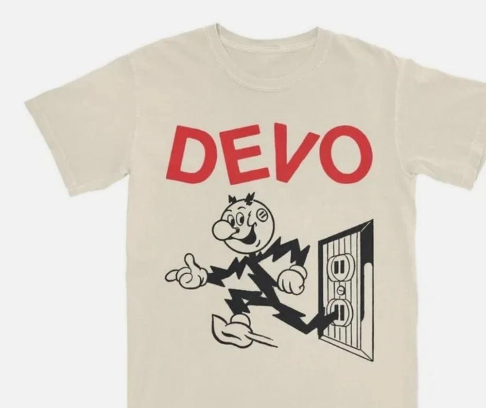 Vintage style Devo music tour concert short sleeve white color shirt