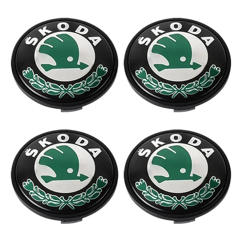 

2025 Hot 4Pcs Car Styling Auto Wheel Hub Center Caps Rim Cover Badge Emblem For Skoda Octavia MK2 MK3 A7 Karoq Kodiaq Superb Rap 4Pcs 56mm