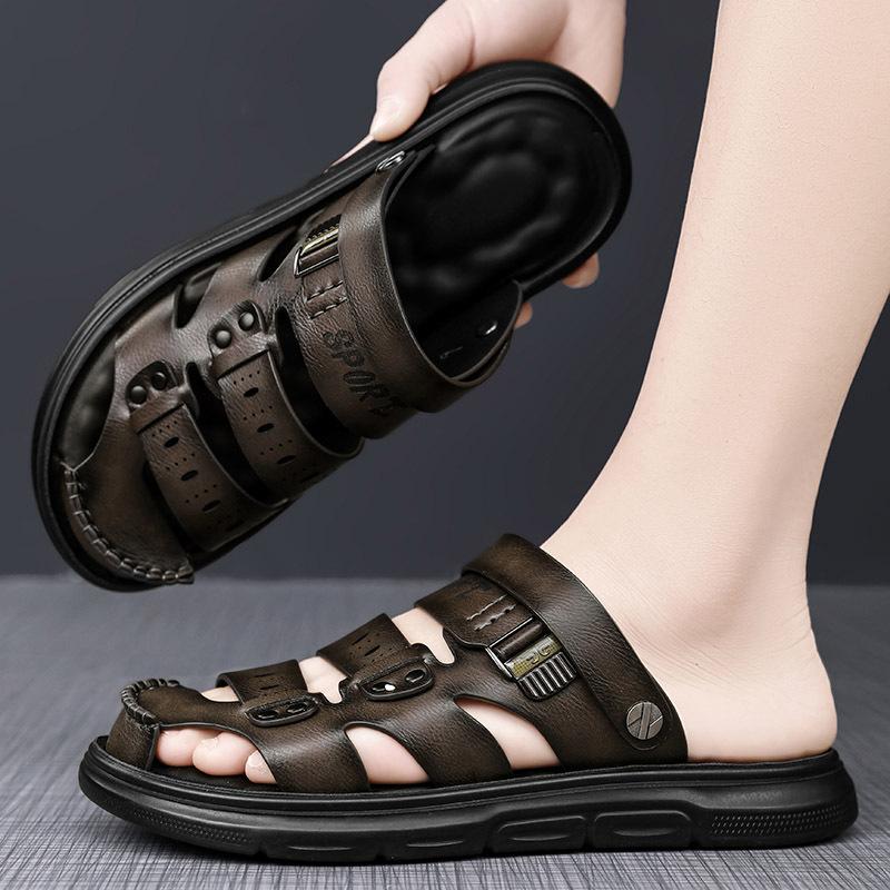 Men's sandals summer new fashion trend versatile personality platform two wear bag head slippers travel beach sandals