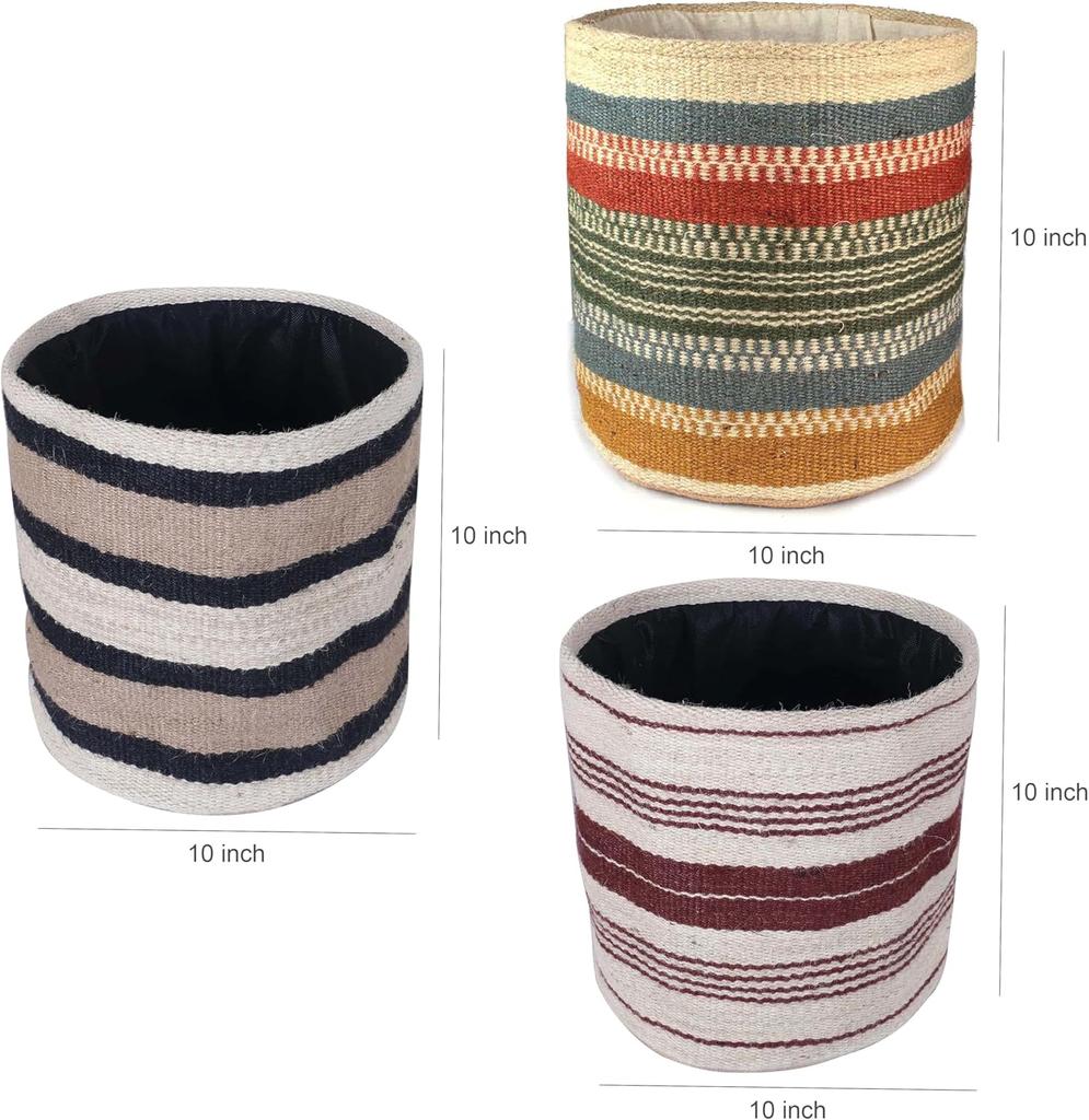 Stabiler Pflanzenkorb aus Jute, moderner geflochtener Korb für 25,4 cm große Blumentöpfe, Pflanzgefäße für den Boden im Innenbereich, Aufbewahrungskorb, rustikale Pflanzenbehälter für die Heimdekoration