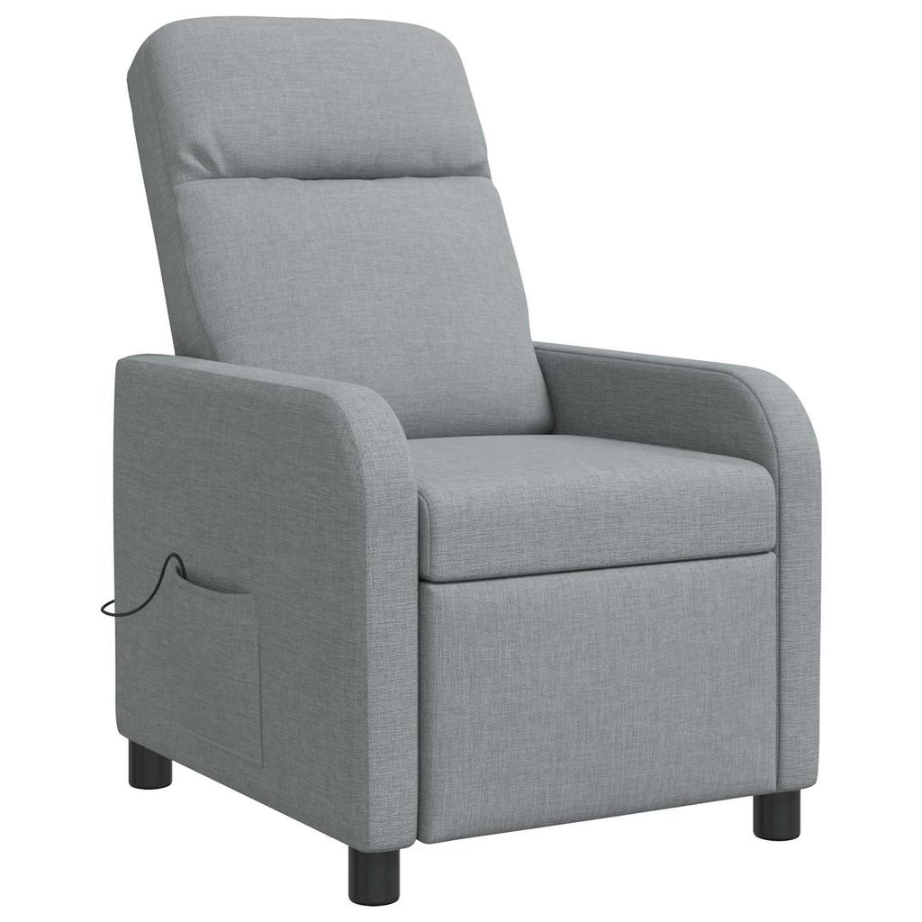 Massage Recliner Light Gray Fabric