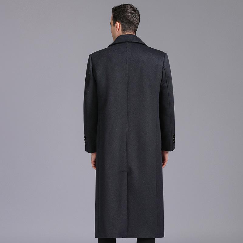 Middle-aged and Elderly Men's Removable Woolen Woolen Woolen Coat with Real Fur Collar and Velvet Thickened Daddy Coat