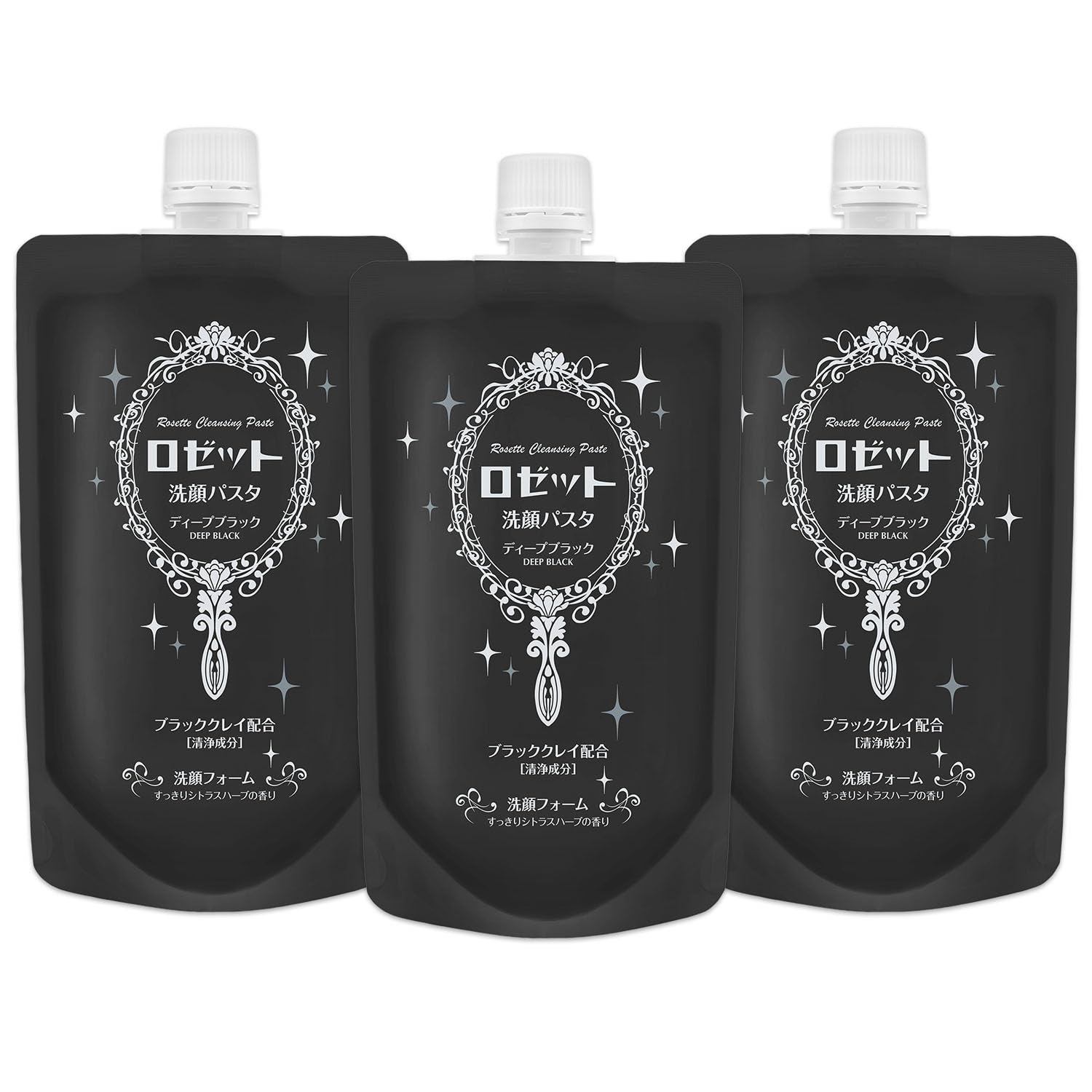 Очищающая паста для лица Rosette, Deep Black, 240 г, Двойной большой объем, Набор из 3 штук, для пор и черных точек