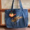 Embroidered Casual Tote for Women Canvas Sacks Large Capacity Shopping Bags