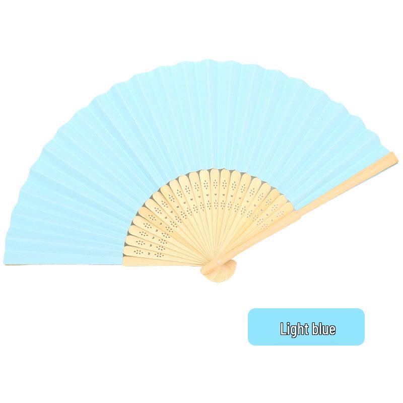 Solid Color Bamboo Folding Fan for DIY Crafts - Children's Kindergarten Material, Customizable with Logo or Text