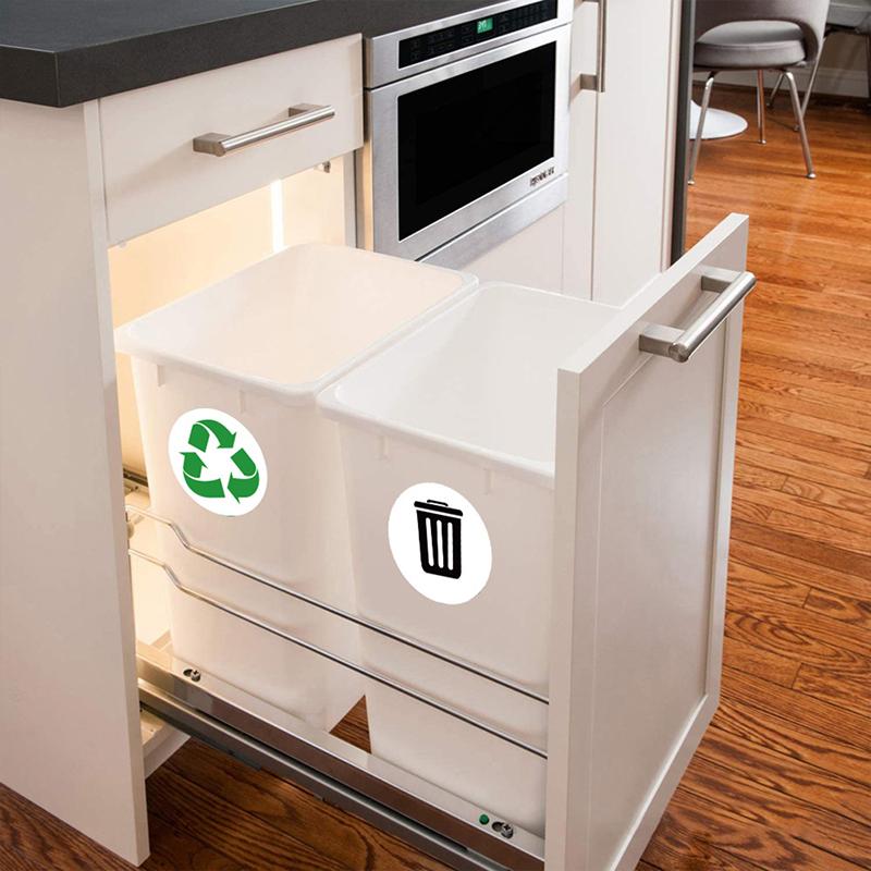6Pcs Diameter 5Inch Pvc Recycle Trash Bin Sticker Vinyl Stickers Decals For Label Bins, Containers, Garbage Cans Home Decor