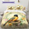 Bird's Nest with Flower Wreath  Pattern Bedding Quilt Set  Home Decoration  Gift (1 * duvet cover + 2 * pillowcase, without core)