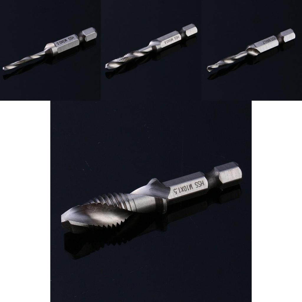 Durable Hex Shank Titanium Plated Screw Thread Drill Bits Set For Soft Metal And Aluminum