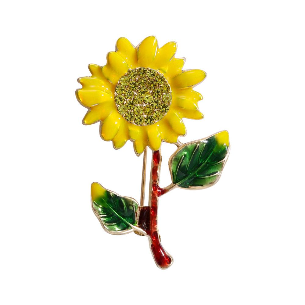 Stylish and Elegant Sunflower Brooch Creative Plant Flower Pin Jewelry Sweater Jacket Accessories