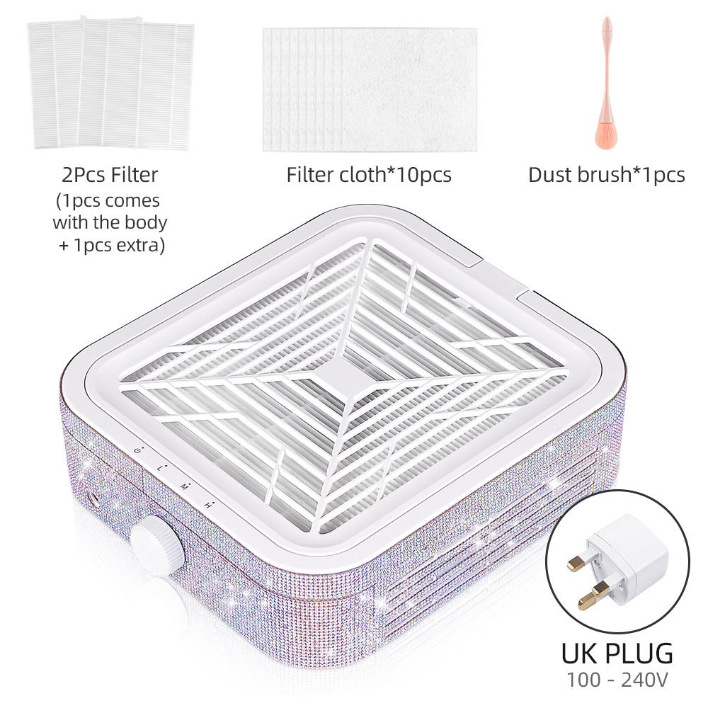 Diamond Nail Dust Collector 120W Powerful Brushless Nail Dust Extractor Super Suction Nail Vacuum Cleaner Nail Art Manicure Fan