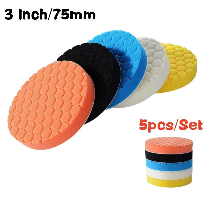 3/4/5/6/7 Inch 5pcs Car Polishing Pad Kit Auto Self-Adhesive Buffing Waxing Sponge Wheel Polishing Pad For Car Polisher Drill