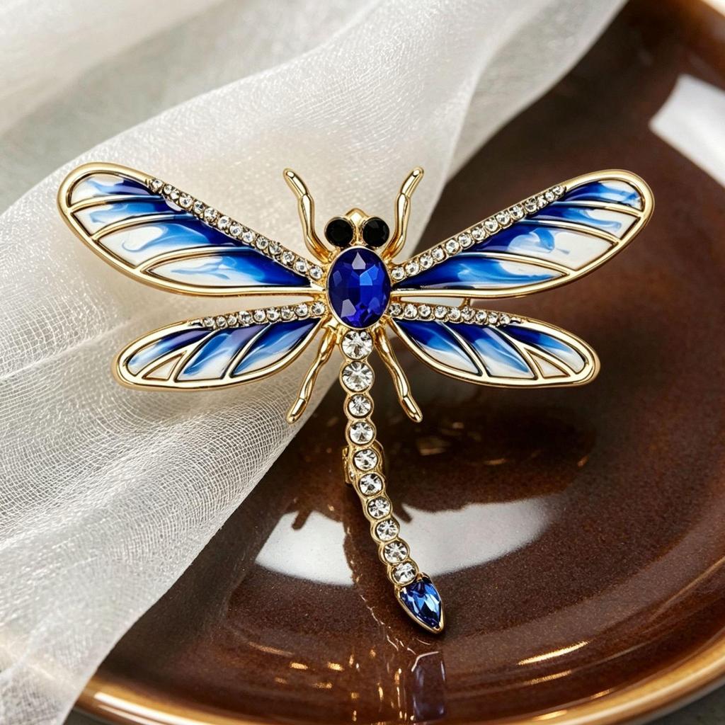 Colorful Rhinestone Enamel Dragonfly Brooch - Light Luxury Fashion Accessory, New Style Creative Design, Versatile and Trendy.