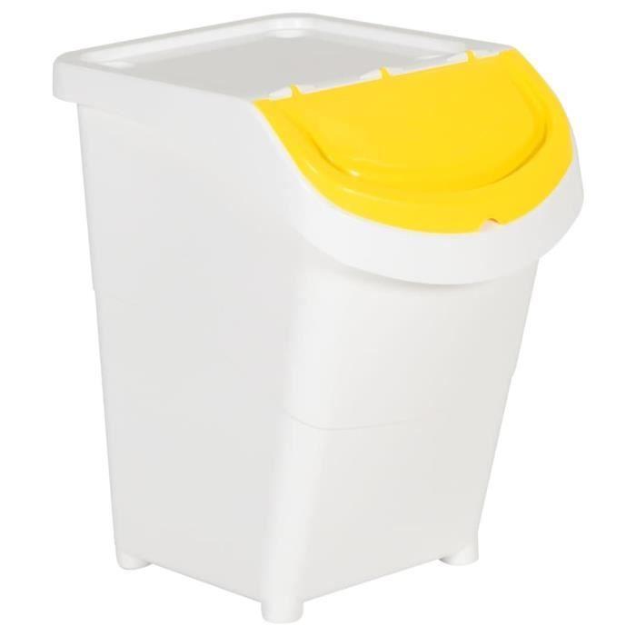 Poubelles empilables VIDAXL - Blanc PP 120 L - Lot de 3 avec couvercles