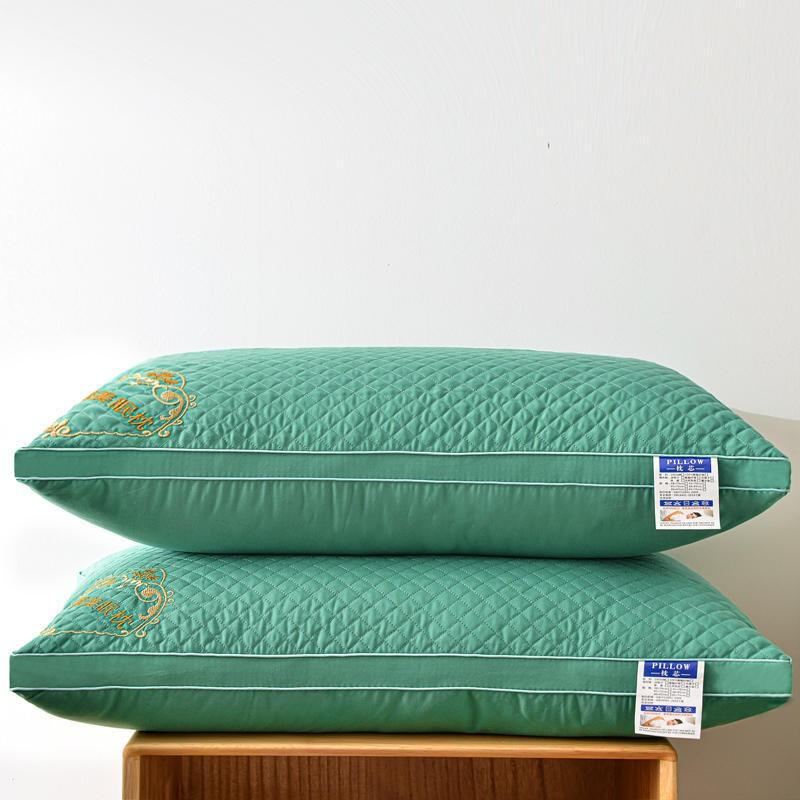 Soft Cotton-Feel Herbal Embroidered Pillow With Lavender-Scented Microfiber Fill Neck Support