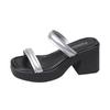 Cool Slippers Women's 2025 Spring and Summer Outer Wear Fashionable and Versatile Word with Sandals Muffin Thick Sole Heightening Slippers Women