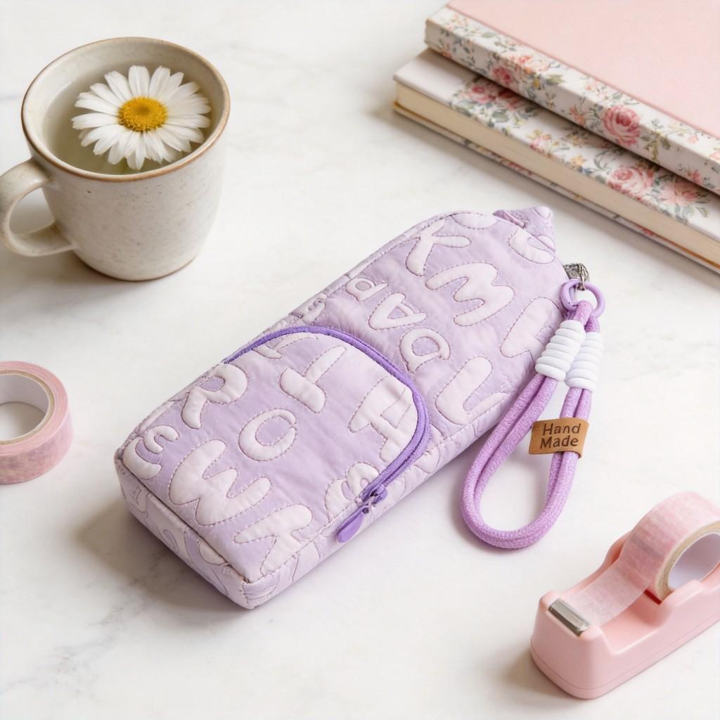 Canvas Double Layer Pencil Case For Students With Large Capacity Portable Storage Bag For School Supplies