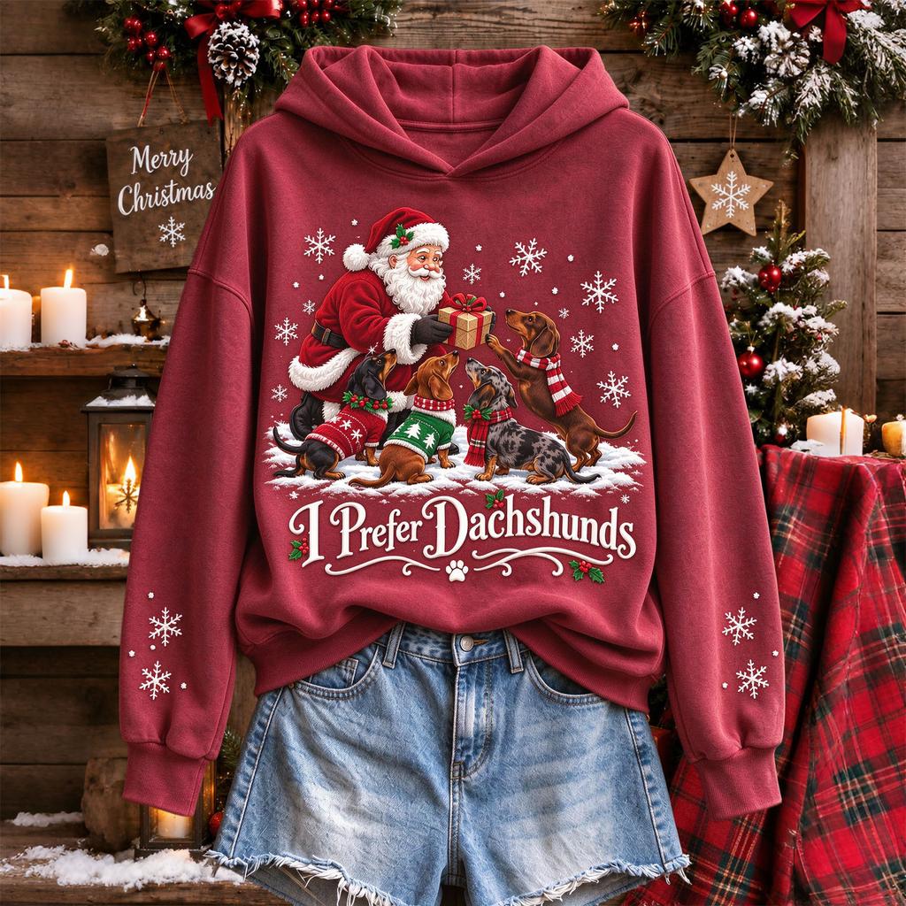 Women's Casual Hooded Sweatshirt with Christmas Letter A Print for Holiday and Everyday Wear