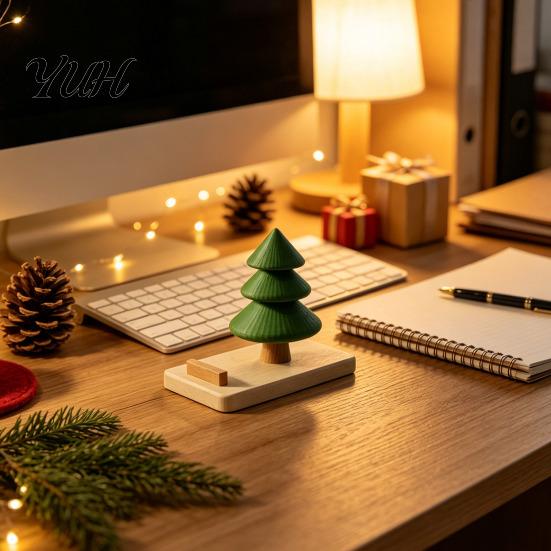 Christmas Gift for Colleagues Tree Phone Stand, 3D Printed Creative Desk Holder Cell Festive Table Decoration Phone, Holiday Desktop Decor Home Office
