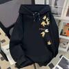 Vintage Maple Leaf Print Hooded Sweater for Men and Women, Autumn and Winter Loose and Versatile Velvet Thickened Coat Top Tide