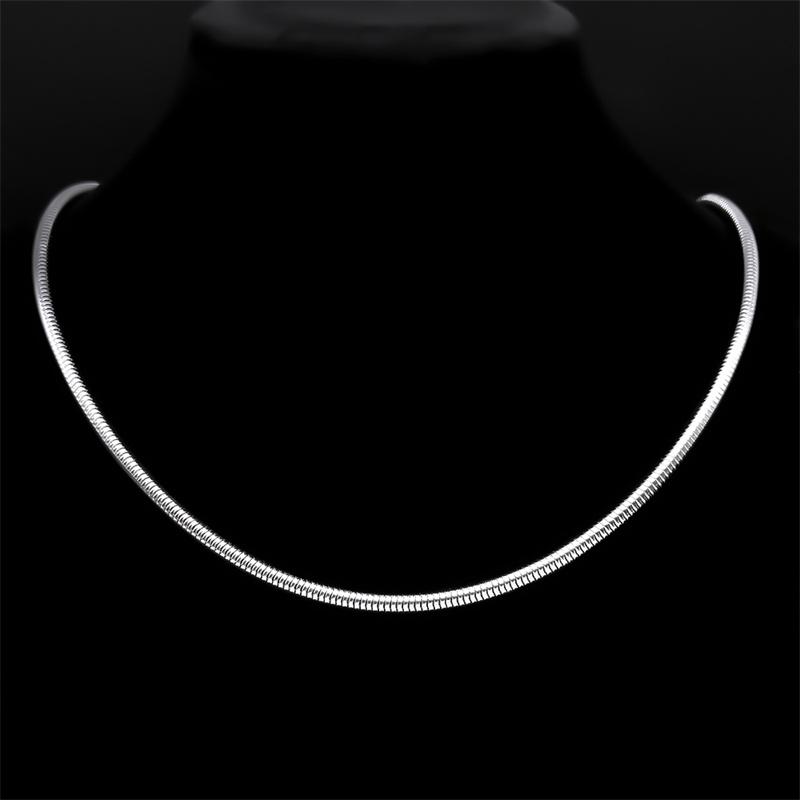 Trendy Round Snake Chain Necklace for Women Men Stainless Steel Silver Color Fashion Making Accessories Link Necklaces Jewelry