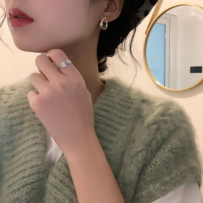 Style Korean Trendy 925 Silver Ring For Women Open Adjustable Finger Jewelry Elegant