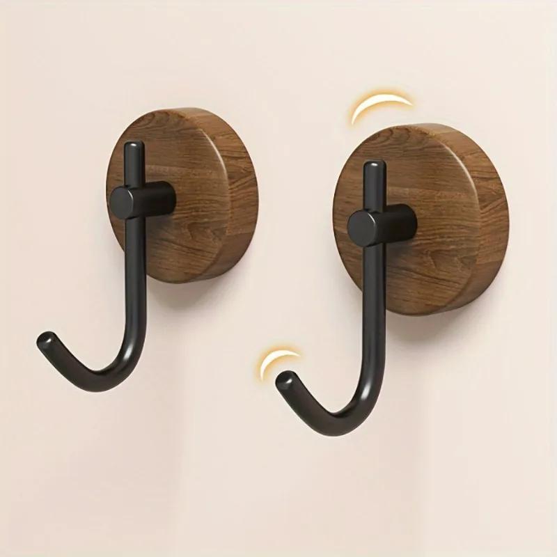 2Pcs Wooden Wall Hooks for Hanging Modern Coat Hooks Wood Hooks for Hanging Hats, Towels, Robe, Clothes, Keys, Bags.