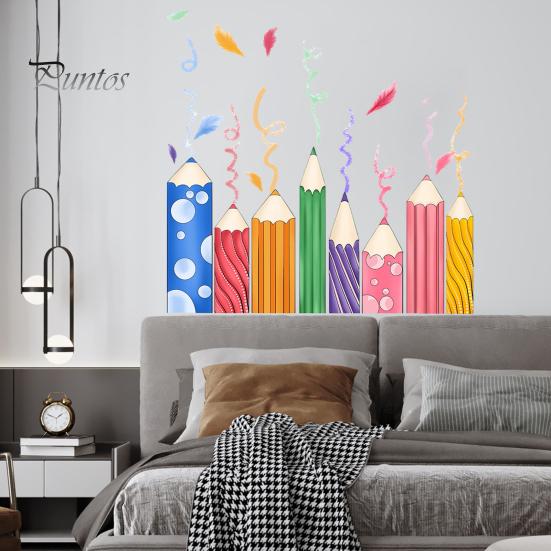 Naklejka ścienna do pokoju dziecięcego kolorowy nadruk ołówkiem samoprzylepna antypoślizgowa świetna lepkość wymienna naklejka ścienna do sypialni dla dzieci przedszkole