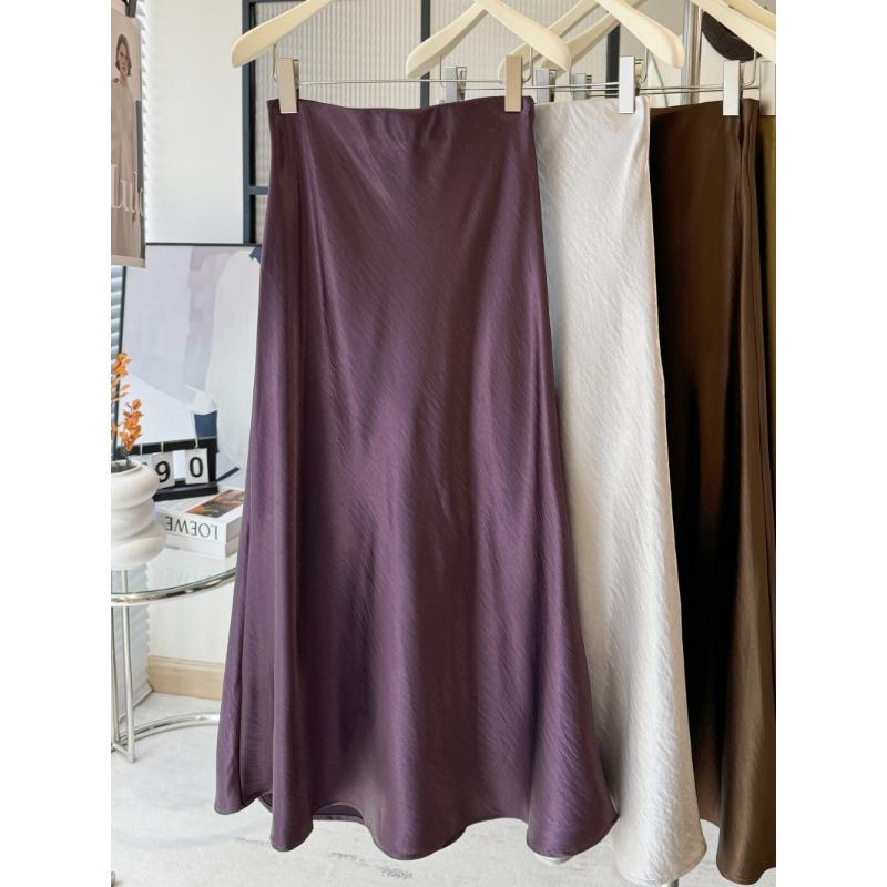 Thirteen lines of early spring new models, beautiful satin luster, high waist and thin fishtail skirt temperament A-shaped skirt