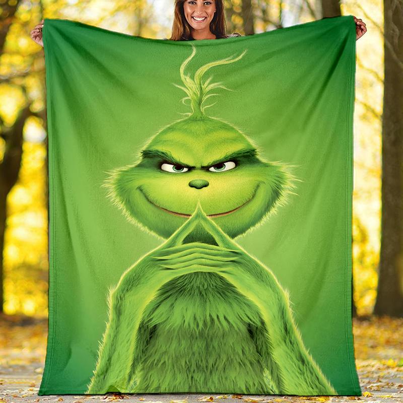 Grinch-Thema Bedruckte Decke Perfekt für Sofa Bett Reisen Außenbereich Maschinenwaschbar Gemütlich Langlebig