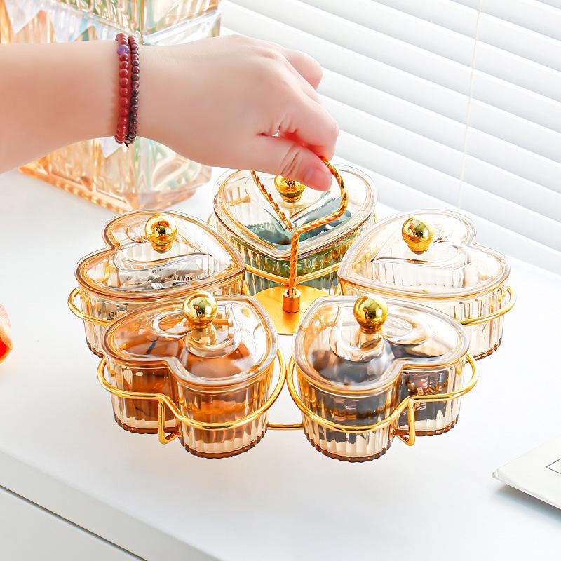 Heart-Shaped Dustproof Dried Fruit Tray - Living Room Coffee Table Snack Box & Storage Bowl